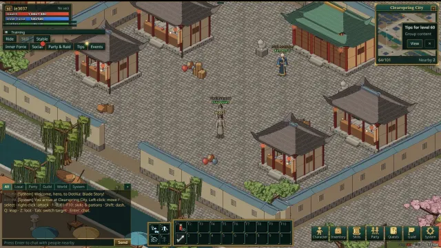 The in-game HUD showing health bars, skills and the minimap